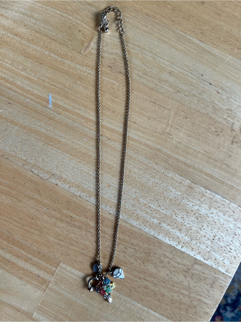 Delicate Multicolor Charm Necklace for Women - Gold Chain